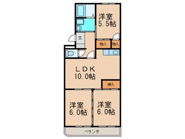 カーサ内橋の物件間取画像